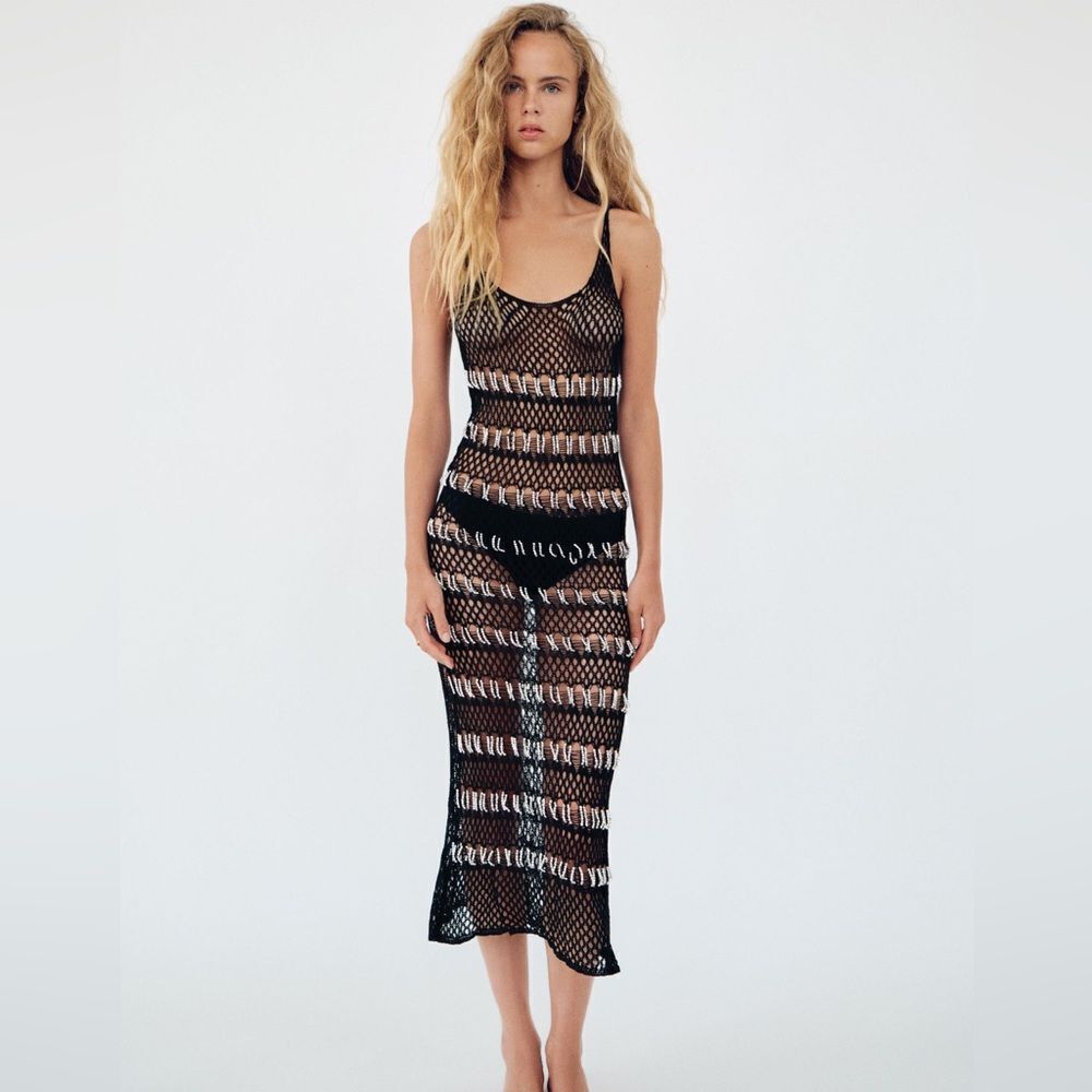 Zara beaded mesh dress